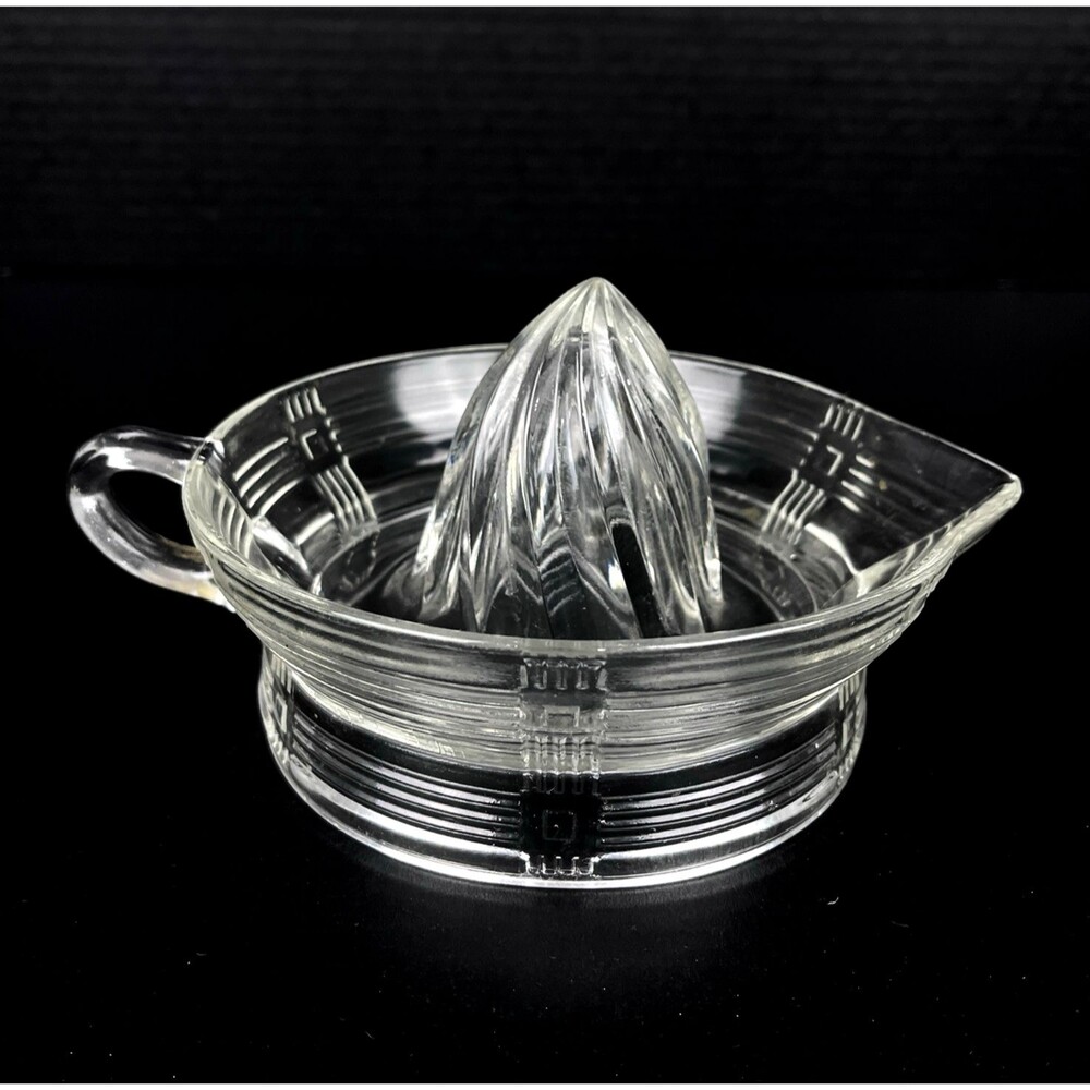 VTG Hazel Atlas Art Deco Clear Glass Lemon Juicer Reamer handle & spout 1940s